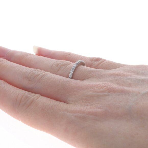 White Gold Diamond Wedding Band 14k Round Brilliant .15ctw Ring - Picture 4 of 7